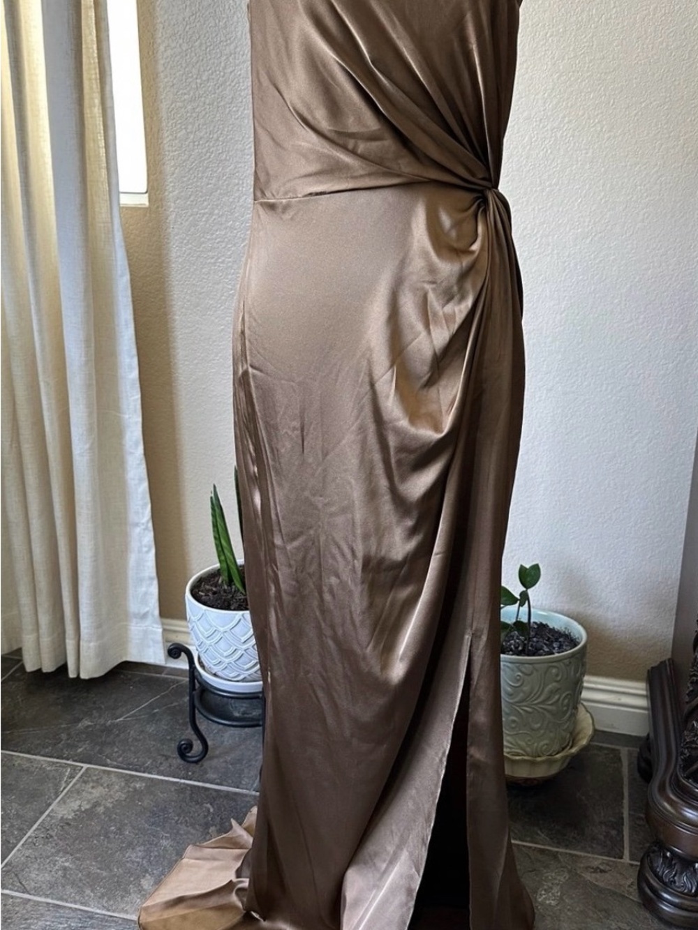 Brown satin dress